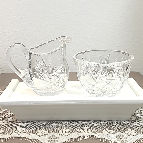Vintage Pinwheel with star Crystal Cream and Sugar Set - Picture 1 of 7